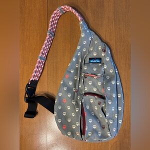 Green KAVU Owl Print Sling Bag